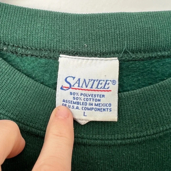 Santee Christmas Santa VW Beetle Car Green Crewneck Sweatshirt - Picture 3 of 4